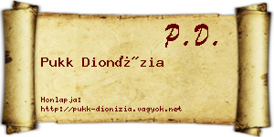 Pukk Dionízia névjegykártya